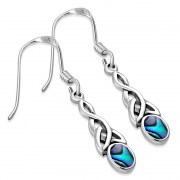 Abalone Shell Celtic Trinity Knot Silver Earrings - e389h